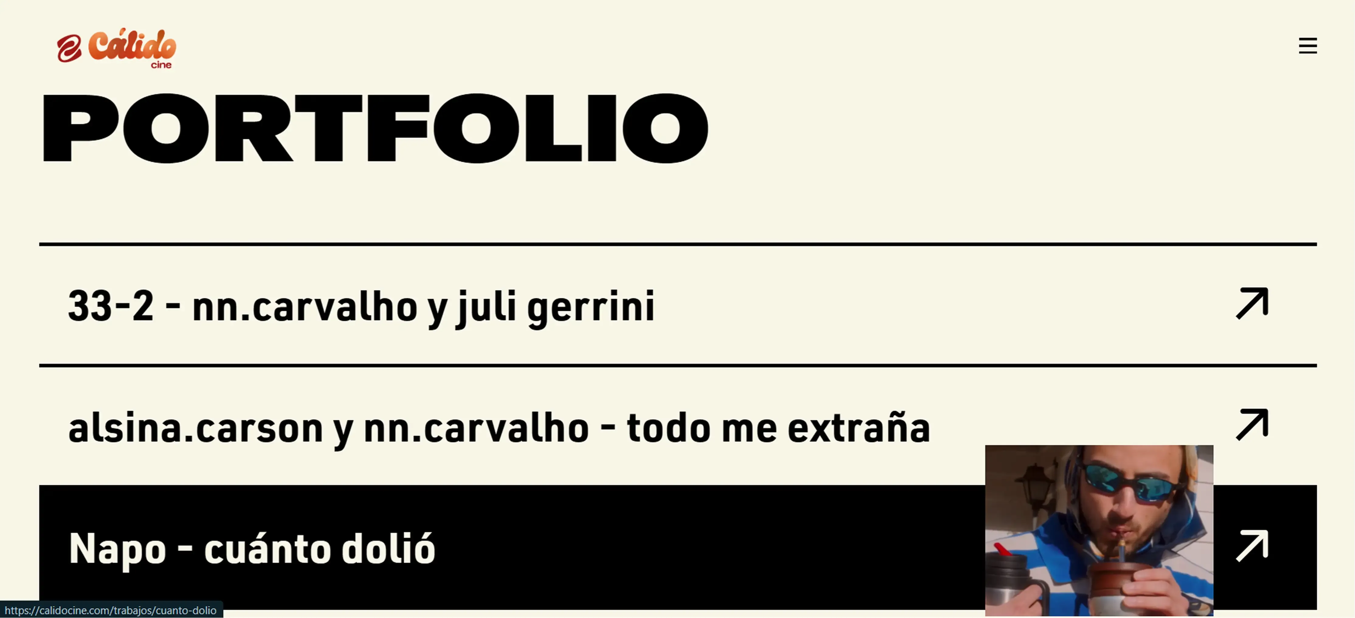 Calido Cine: captura 4 del sitio en desktop